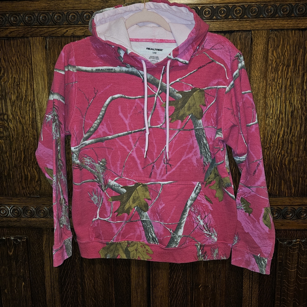 Realtree Pink & Green Camouflage Hoodie - Small